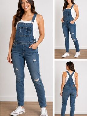 RSQ Distressed Skinny Denim Overalls Size 5/27